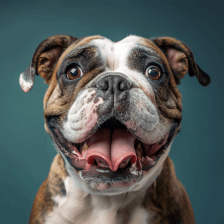Purebreed bulldog looking at the camera