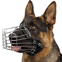 BRONZEDOG Adjustable Metal Basket Muzzle for Large Dogs, Steel, Medium