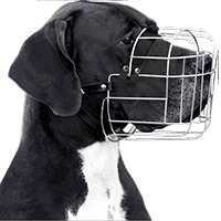 BRONZEDOG Mask with Leather Straps Muzzle for Extra Large Dogs, Steel, X-Large